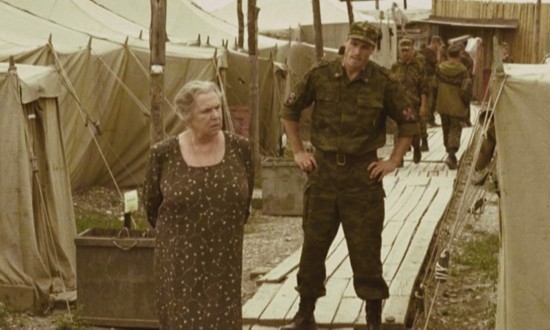 Galina Vishnevskaya as Alexandra Nikolaevna, 
who pays a visit to her grandson stationed at a military post
Photo courtesy Cinema Guild