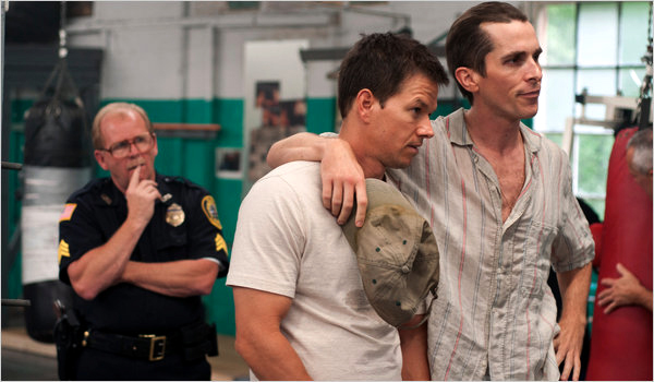 From left, Mickey OKeefe, Mark Wahlberg & Christian Bale in THE FIGHTER (Photo: Jojo Whilden/Paramount Pictures)