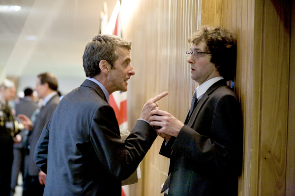 Peter Capaldi, left, & Chris Addison in IN THE LOOP (Photo: Nicola Dove/IFC Films)